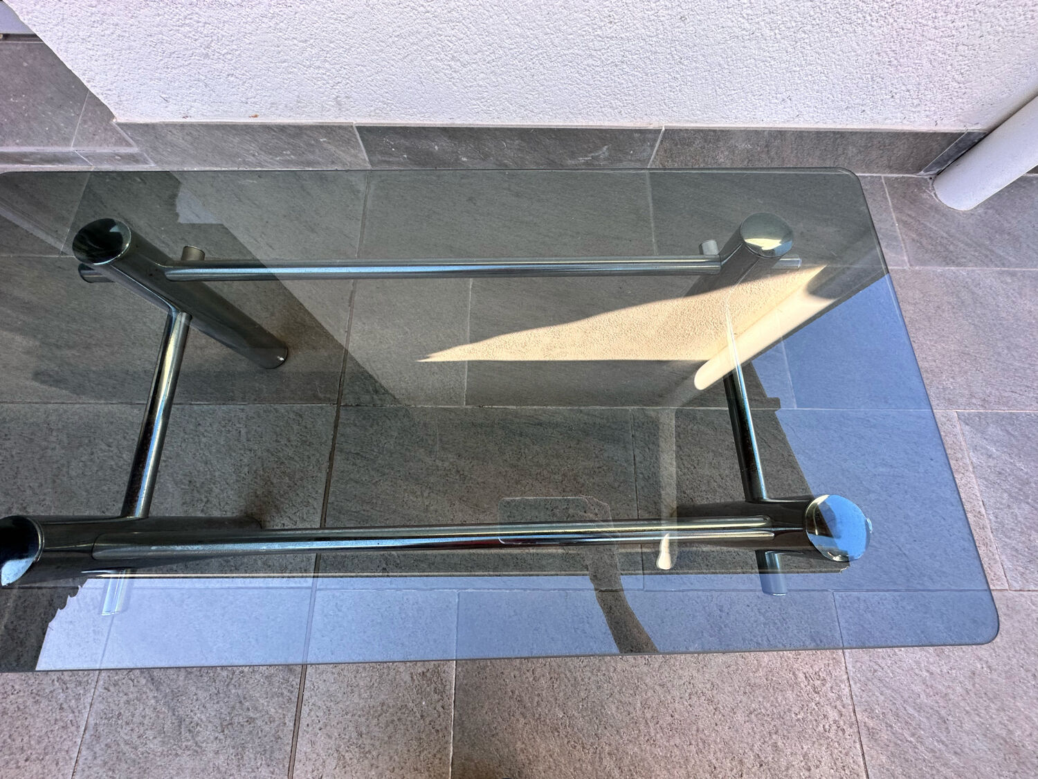 Metal and glass coffee table 70s