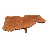 Table basse en loupe d'orme vintage 60