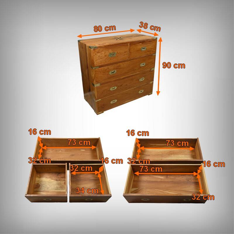 Marine commode in solid mahogany, India – 20th century