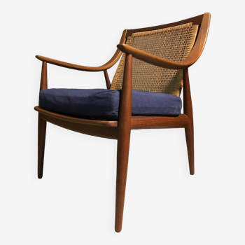 Peter hvidt & orla molgaard nielsen model 147 teak & rattan chair for france & son