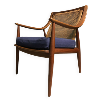 Peter hvidt & orla molgaard nielsen model 147 teak & rattan chair for france & son