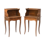 Pair of walnut bedside tables