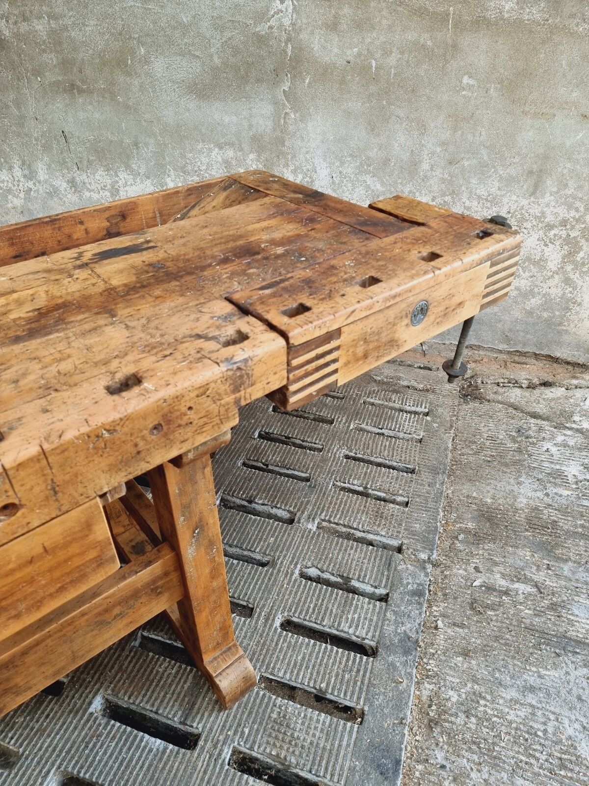 Old workbench Ott beech kitchen island or side table