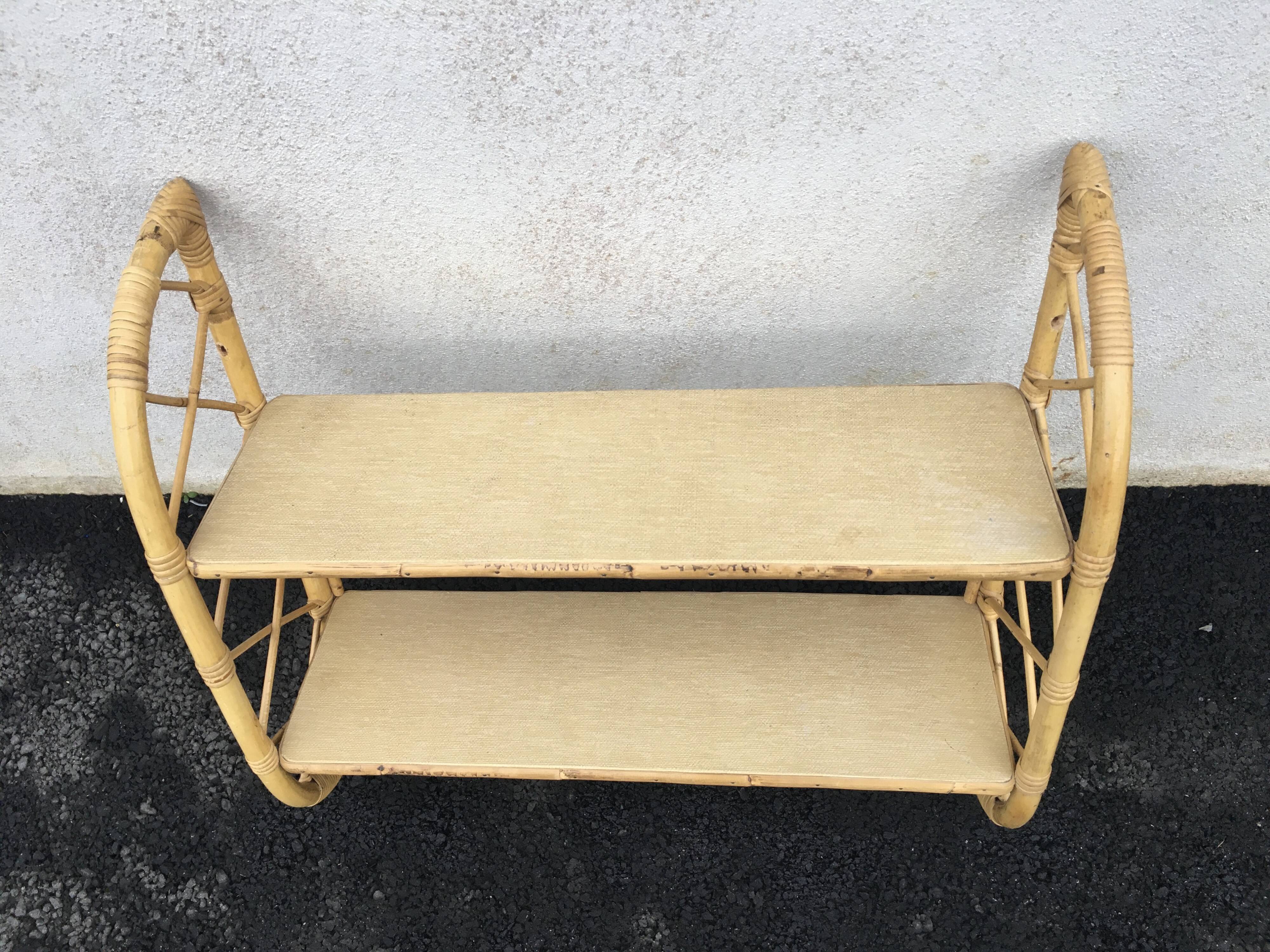 60'S rattan wall shelf