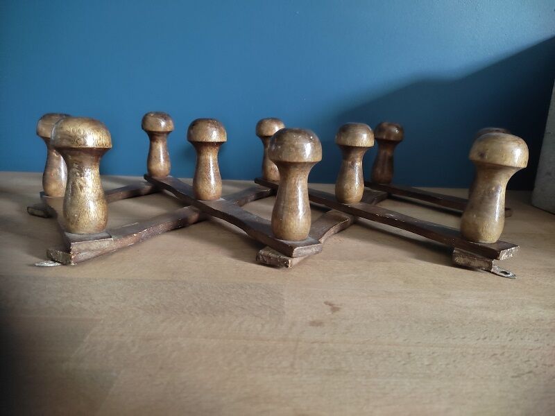 Porte manteaux bois extensible 10 patères  ancien vintage déco rétro