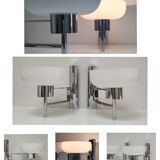 Pair of opaline and chrome wall lamps design 70s