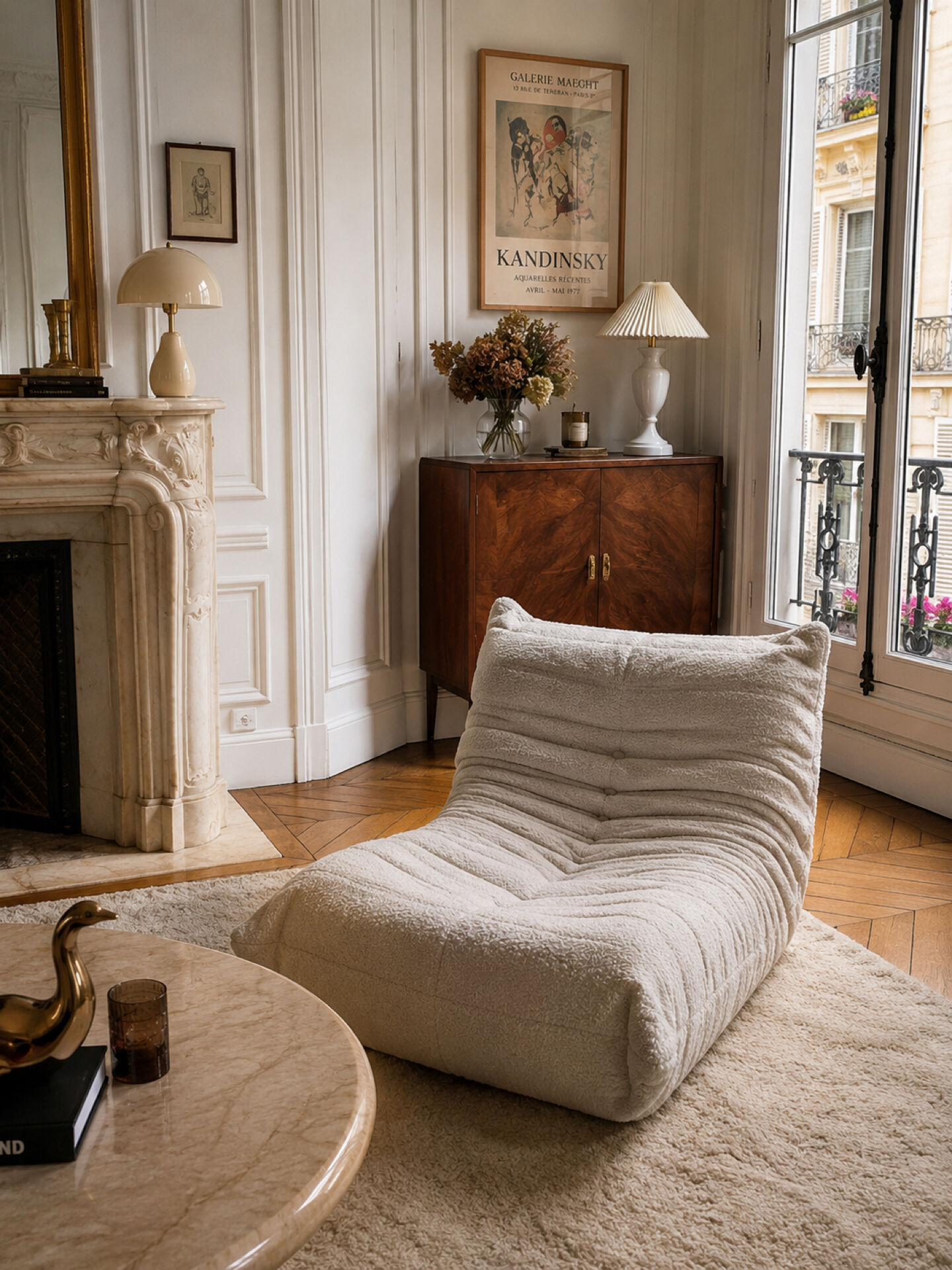 Vintage space age design Togo white armchair.