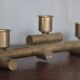 vintage candle holder, signed bronze candle holder, modernist, brutalist