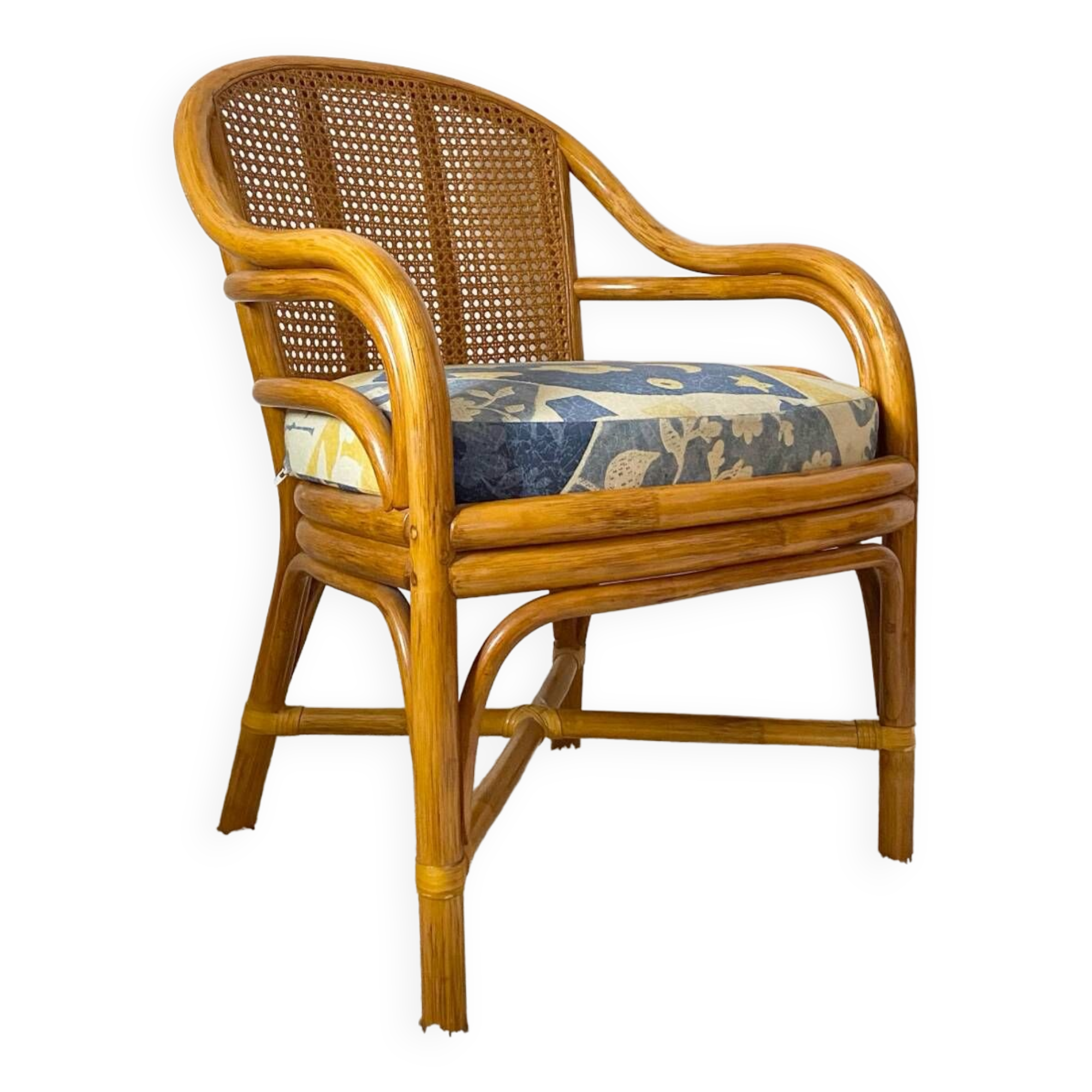 Roche bobois rattan and bamboo armchair