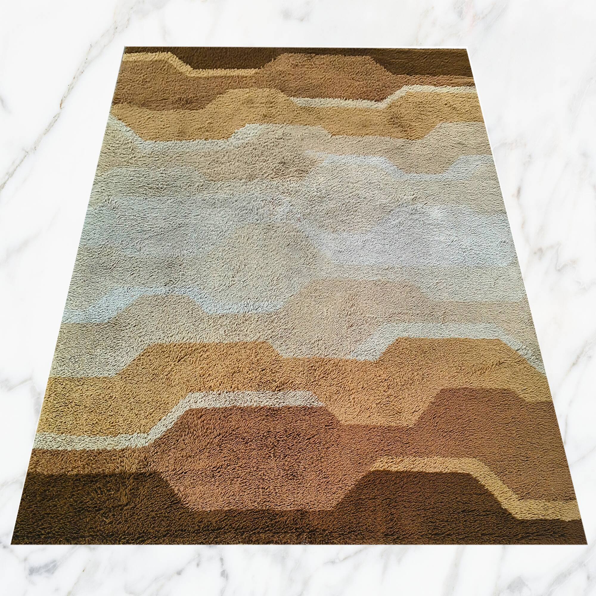Mid-Century Modern Space Age Italian Wool Rug with Geometric Pattern, 1970s