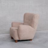 Danish mid-century wingback upholstered boucle armchair