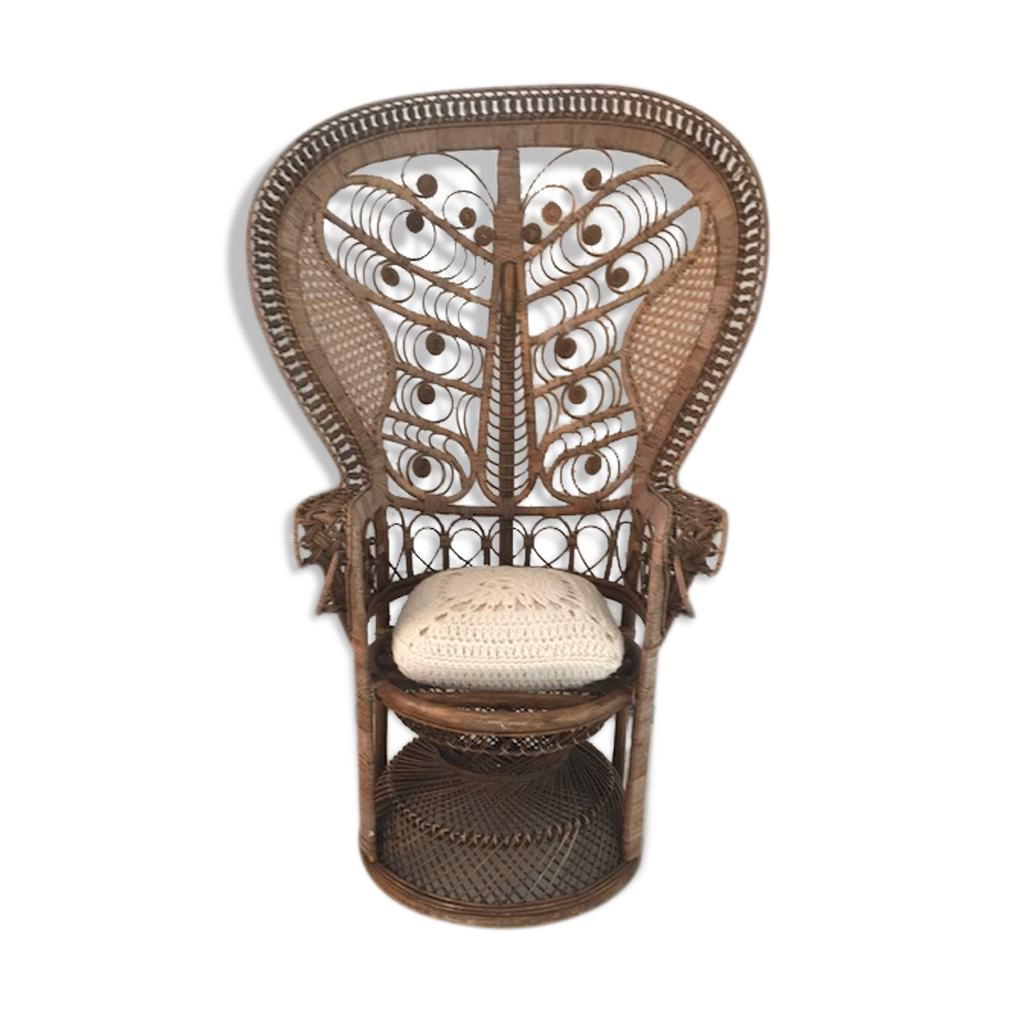 Fauteuil emmanuelle peacok vintage 70