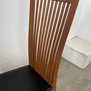 Set of 4 high back chairs in wood and imitation leather Italian design Calligaris