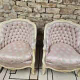 Pair of 1960s silk bergère armchairs