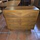 Vintage oak chest of drawers with herringbone patterns from the 1960s.