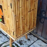 Vintage bamboo and rattan sideboard in the style of Audoux Minet.