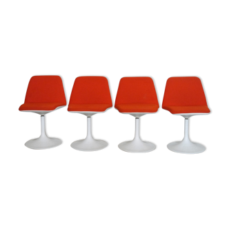 Series of 4 vintage tulip chairs by Borje Johanson 1970
