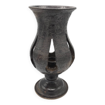 Jean Marais (1913-1998) — Baluster photophore in black glazed terracotta