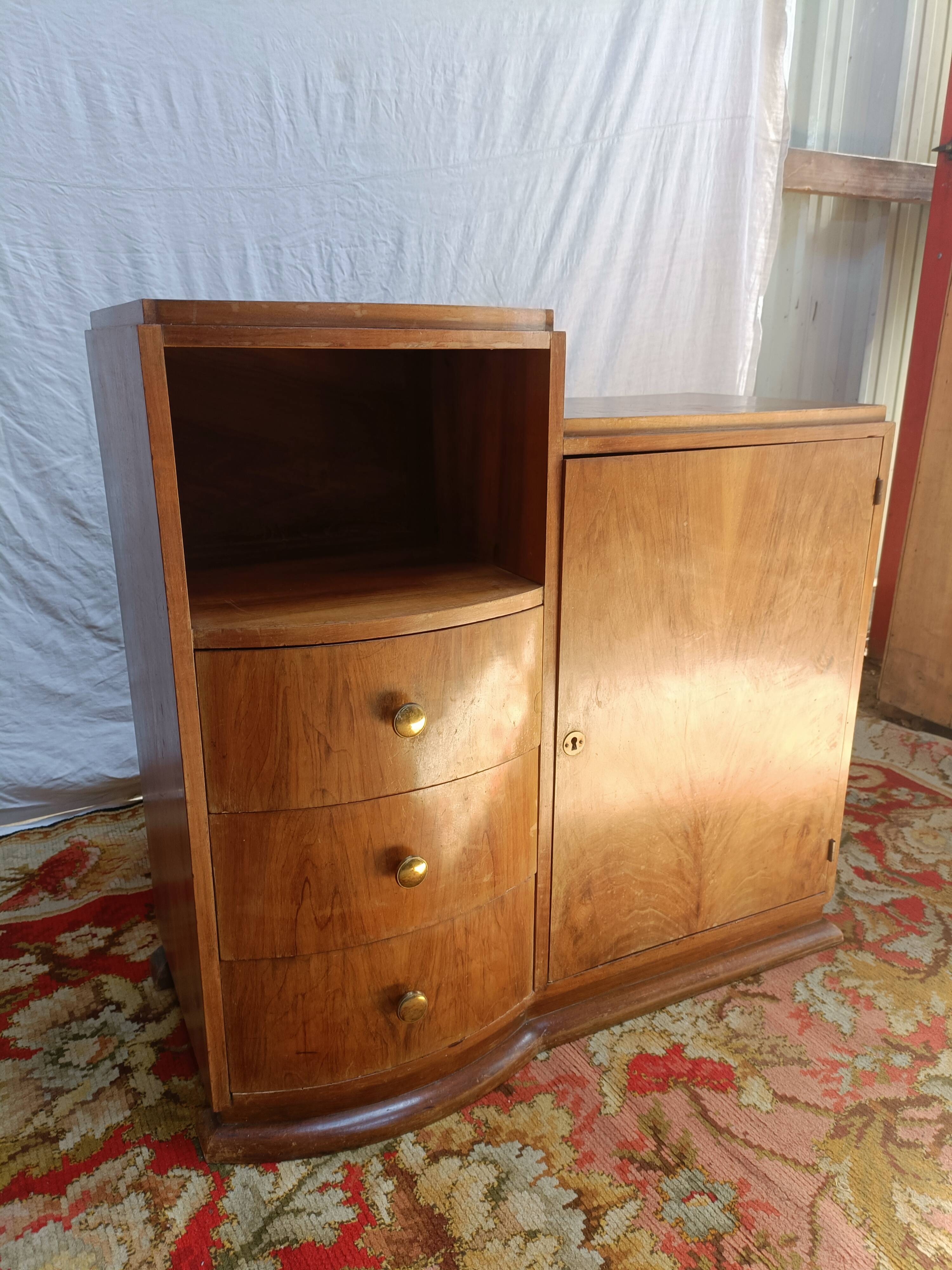 Small art deco sideboard walnut veneer