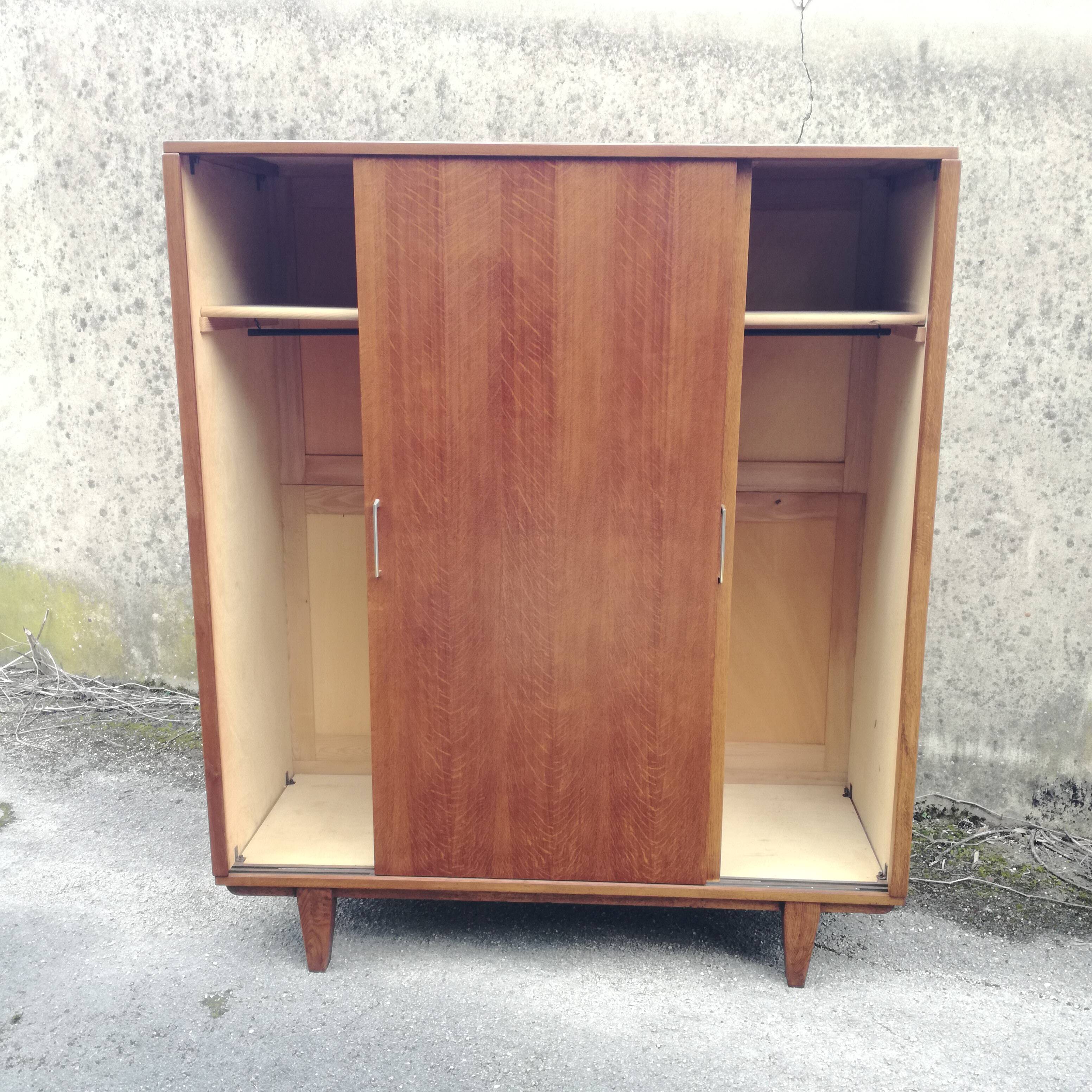 Scandinavian wardrobe 1960 with sliding doors - 160x185