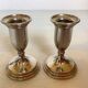 Pair of small silver metal candlesticks Italy