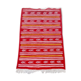Tapis rouge blanc et jaune fait main 72x107cm