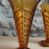 Pair of amber art deco vases