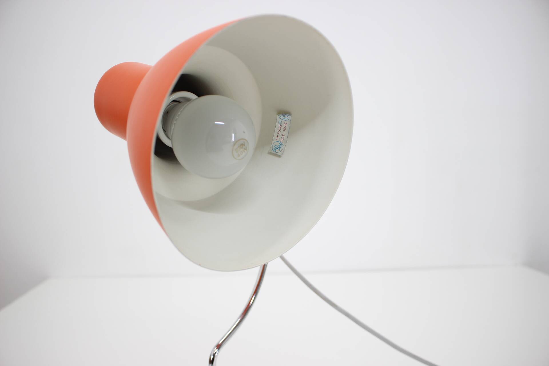 1960s Pair of Josef Hurka Orange Red Desk Lamps, Czechoslovakia