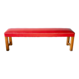 50s bench, wood and vinyl