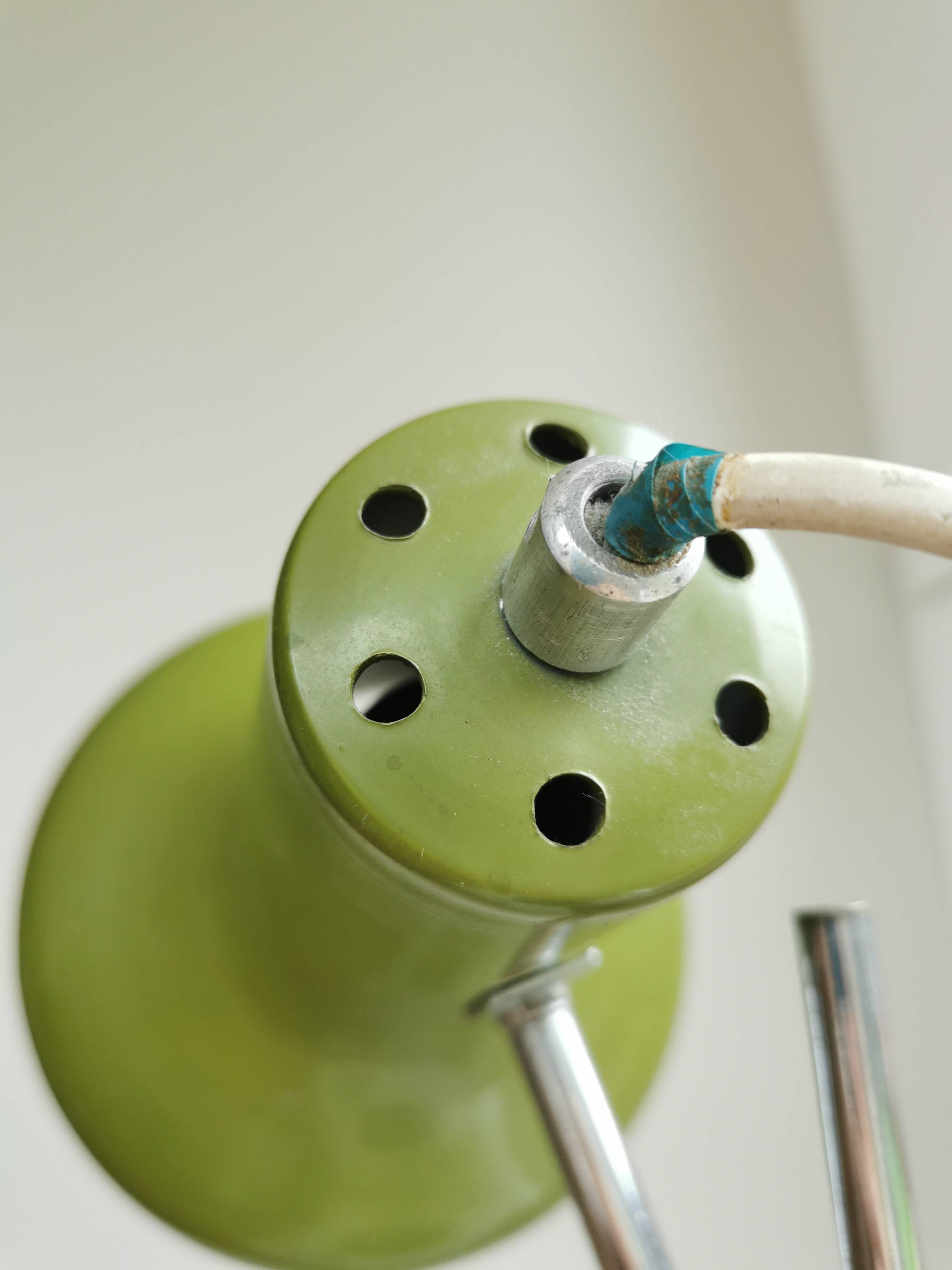 Vintage Olive Green Table Lamp, Adjustable Retro Desk Light