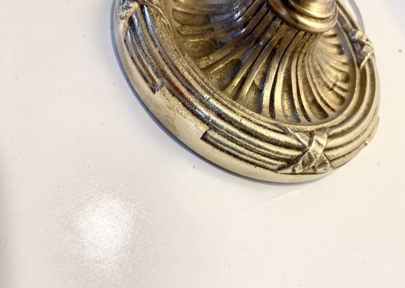 Metal and wood lamp base, 2M braided fabric cable.