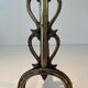 Pair of Brass and Wrought Iron Chenets with Triple Volute and Mount Torch Holders