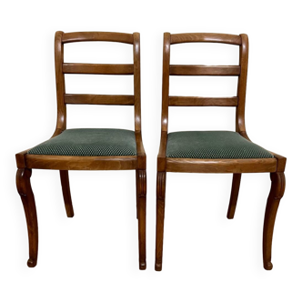 Pair of empire style beech slatted chairs