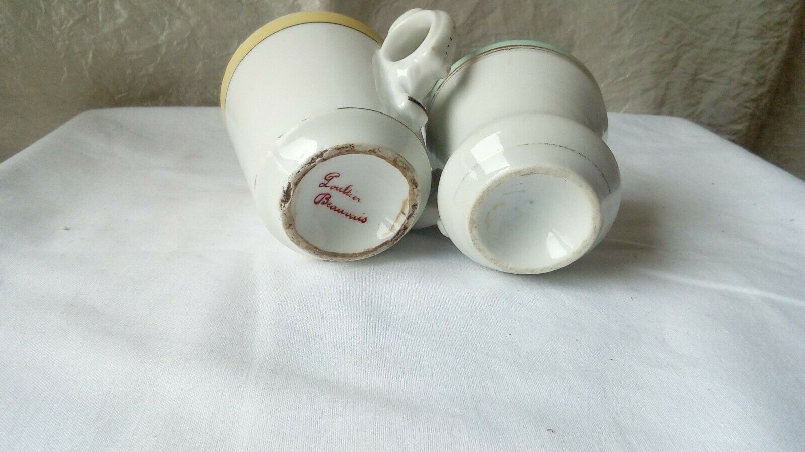 2 cups brulots in porcelain thick bistro late 19 eme