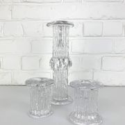 Glass candle holders by Göran Wärff for Kosta Boda, Sweden, 1970s.