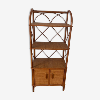 Bamboo and rattan bookcase