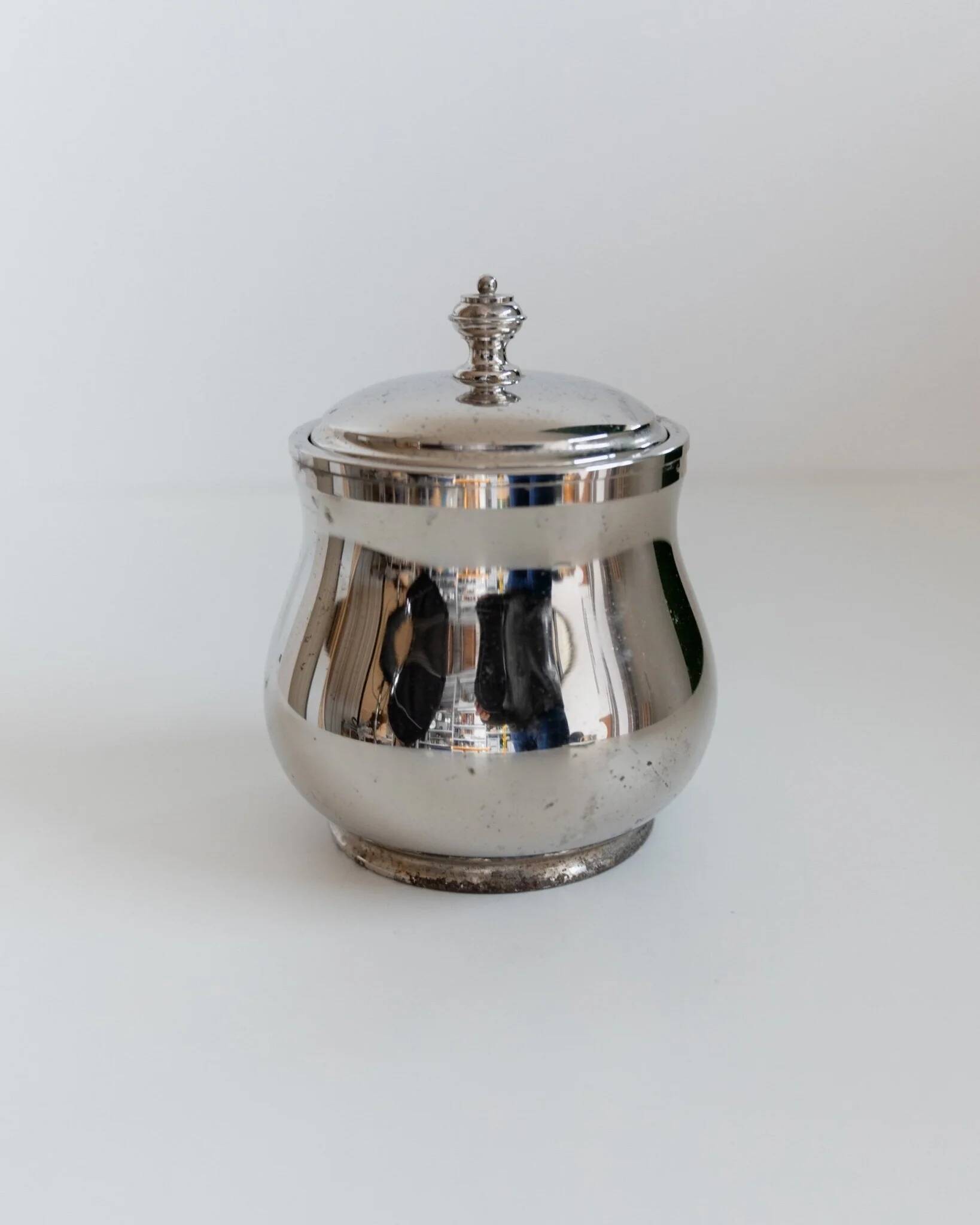 Vintage silver-plated brass ice bucket with glass inlay – mid-century Italian design, 1960s, table centerpiece