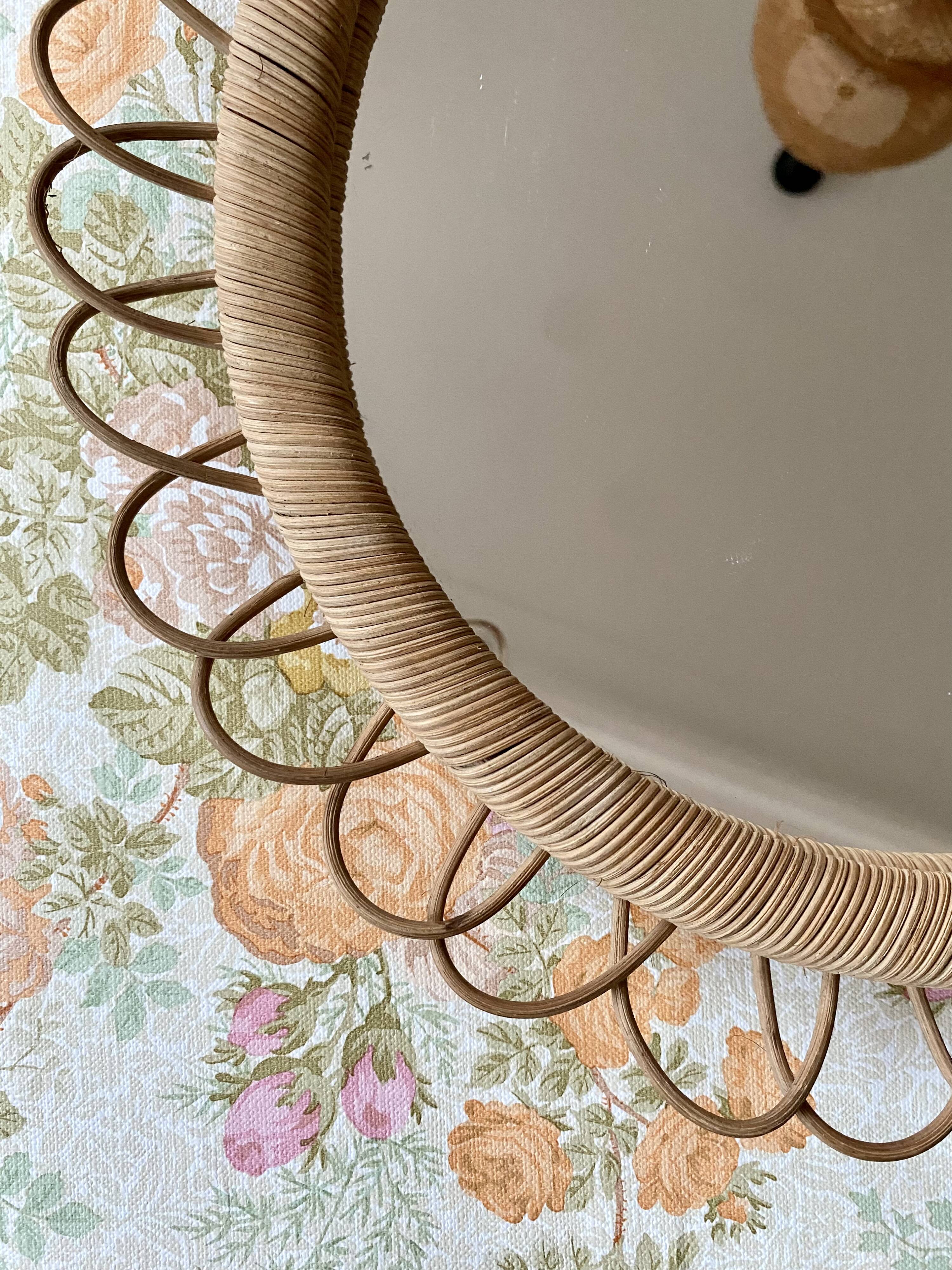 Miroir rotin vintage 40cm