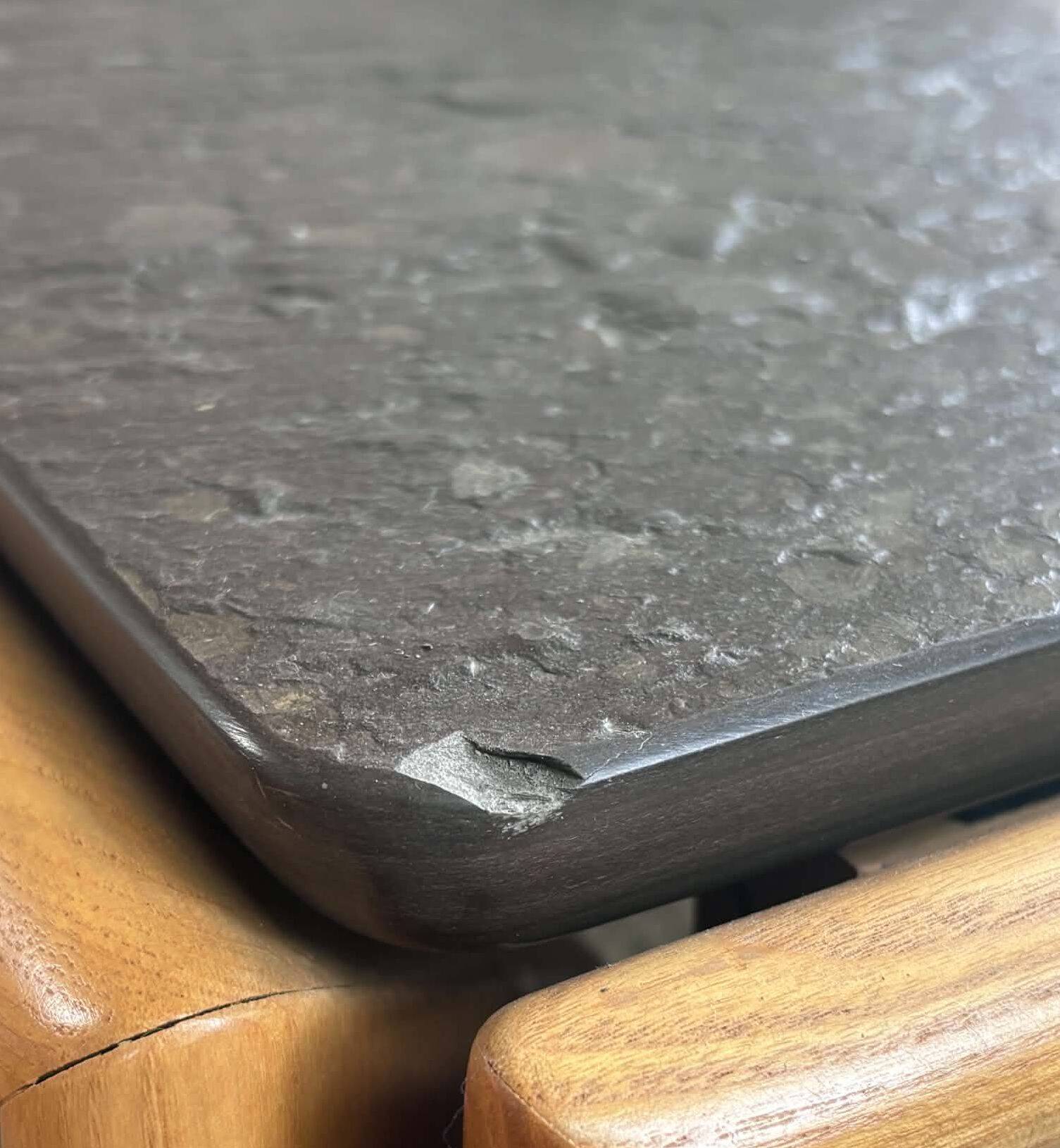 Brutalist coffee table with natural stone top, 1970s
