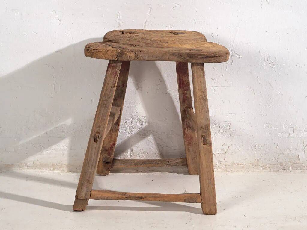 Antique stool in wabi-sabi style (c.1900) #9