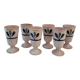 Set of 6 marbled earthenware mazagrans Salins 70's