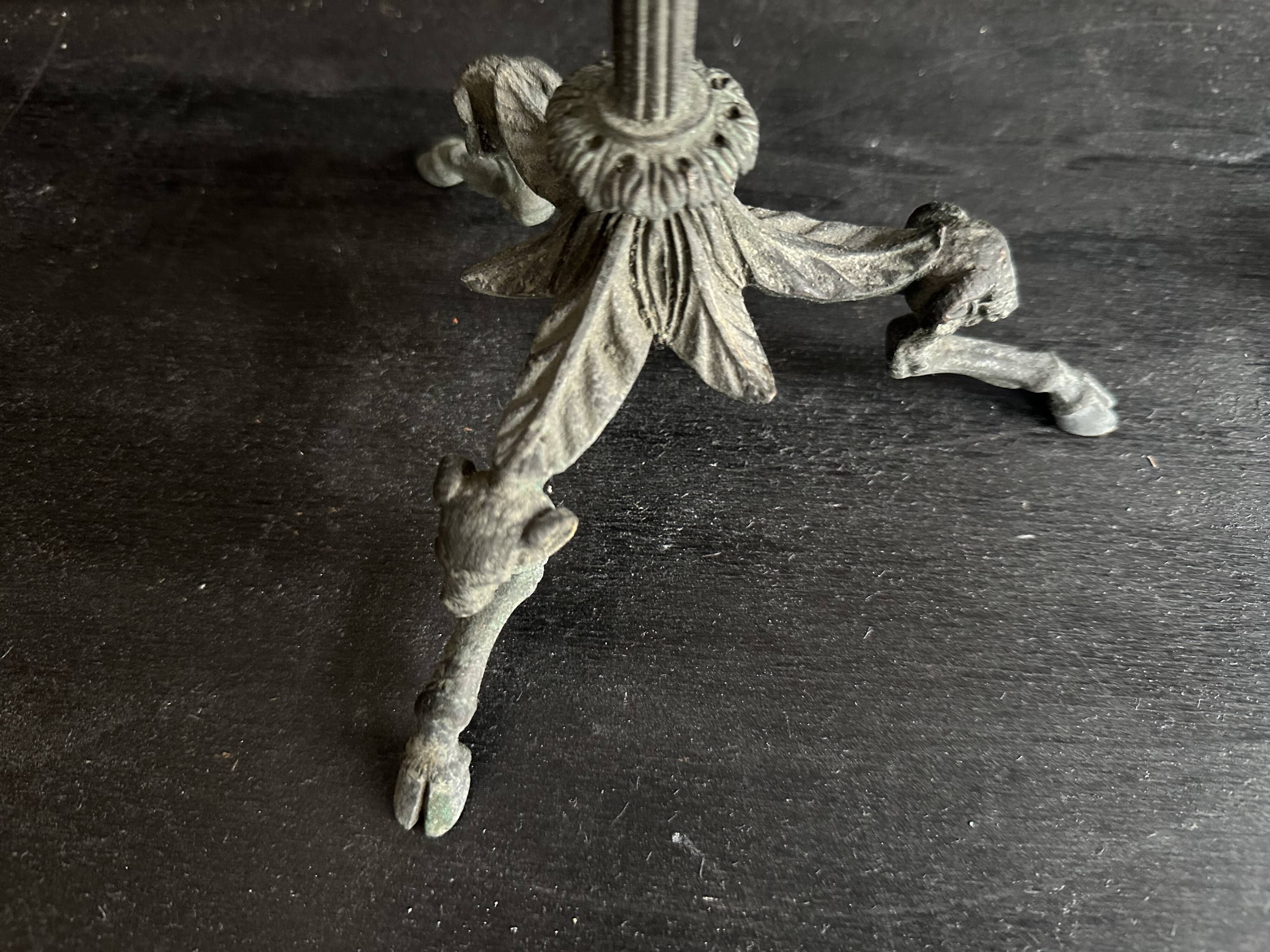 Pair of large Napoleon III candlesticks in patinated bronze