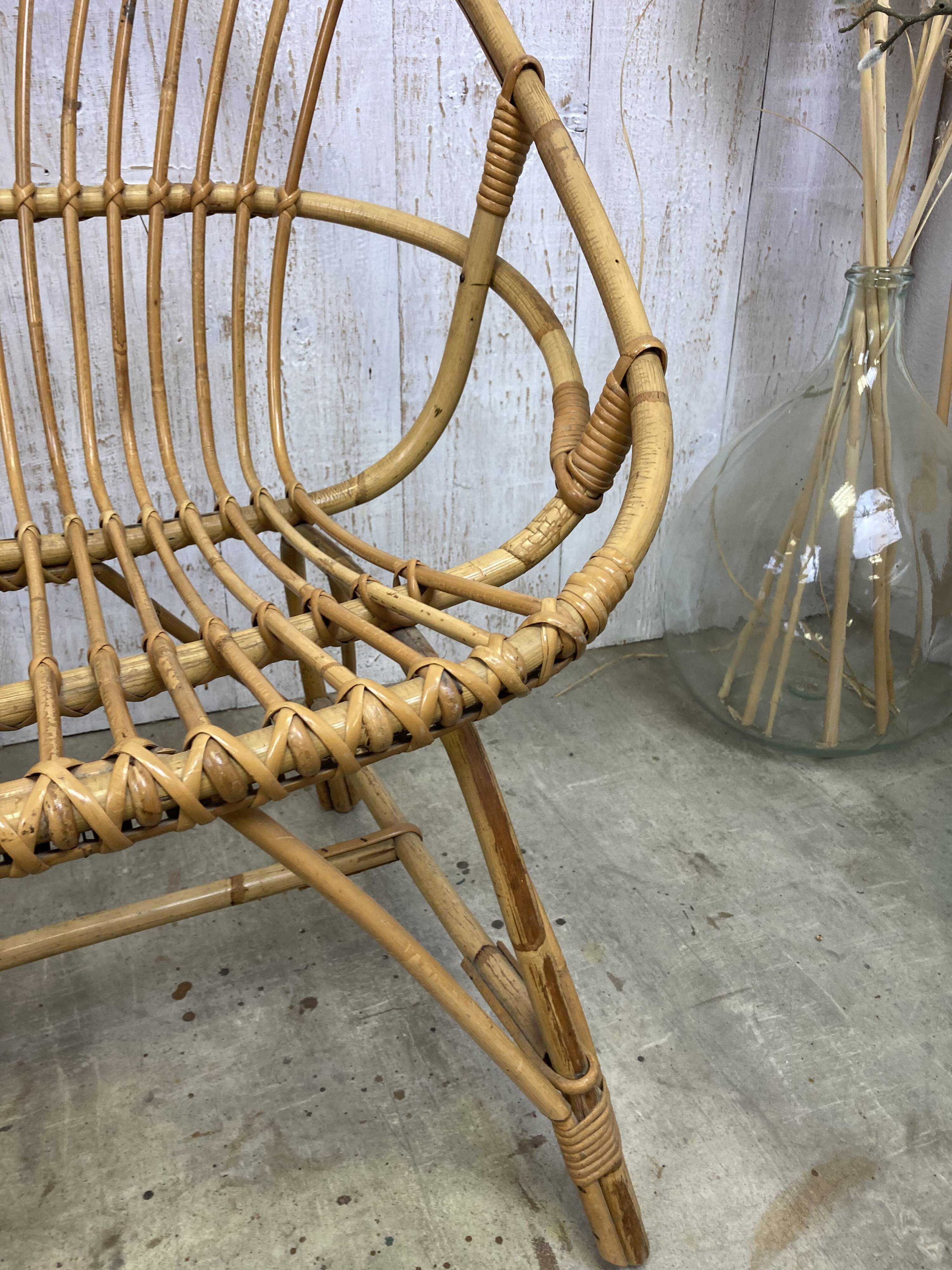 Vintage rattan bench