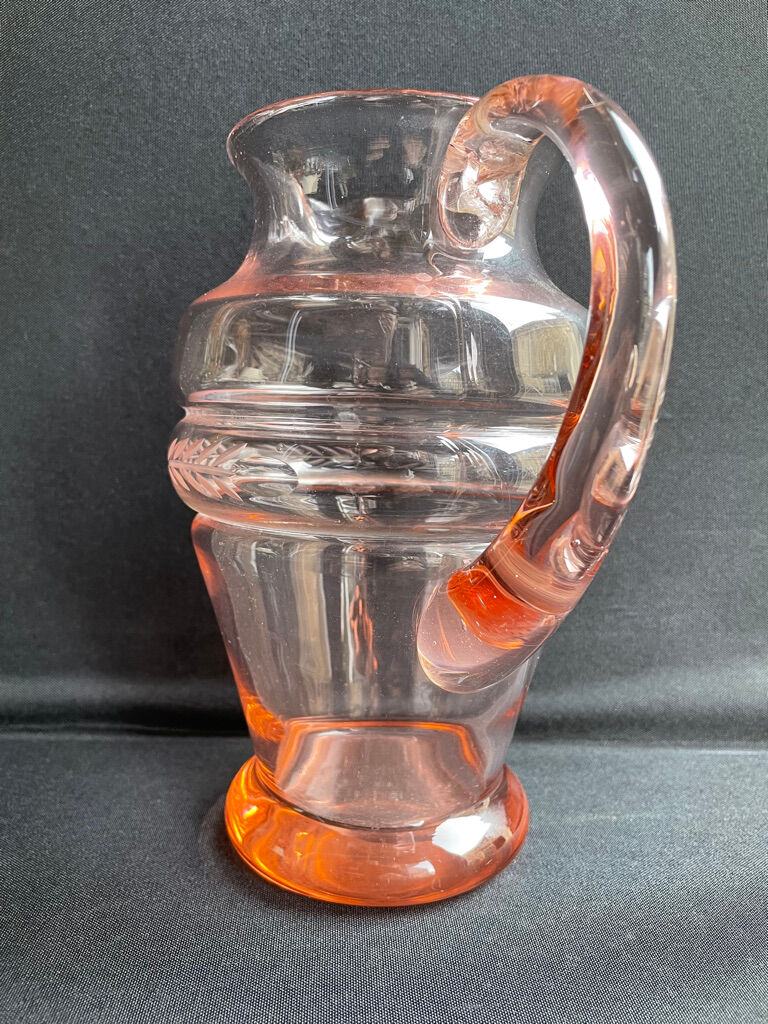 Service for 4 people - Art Deco - Glass or 1/2 pink crystal blown and cut