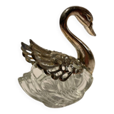 Crystal salt cellar / silver in the shape of a swan