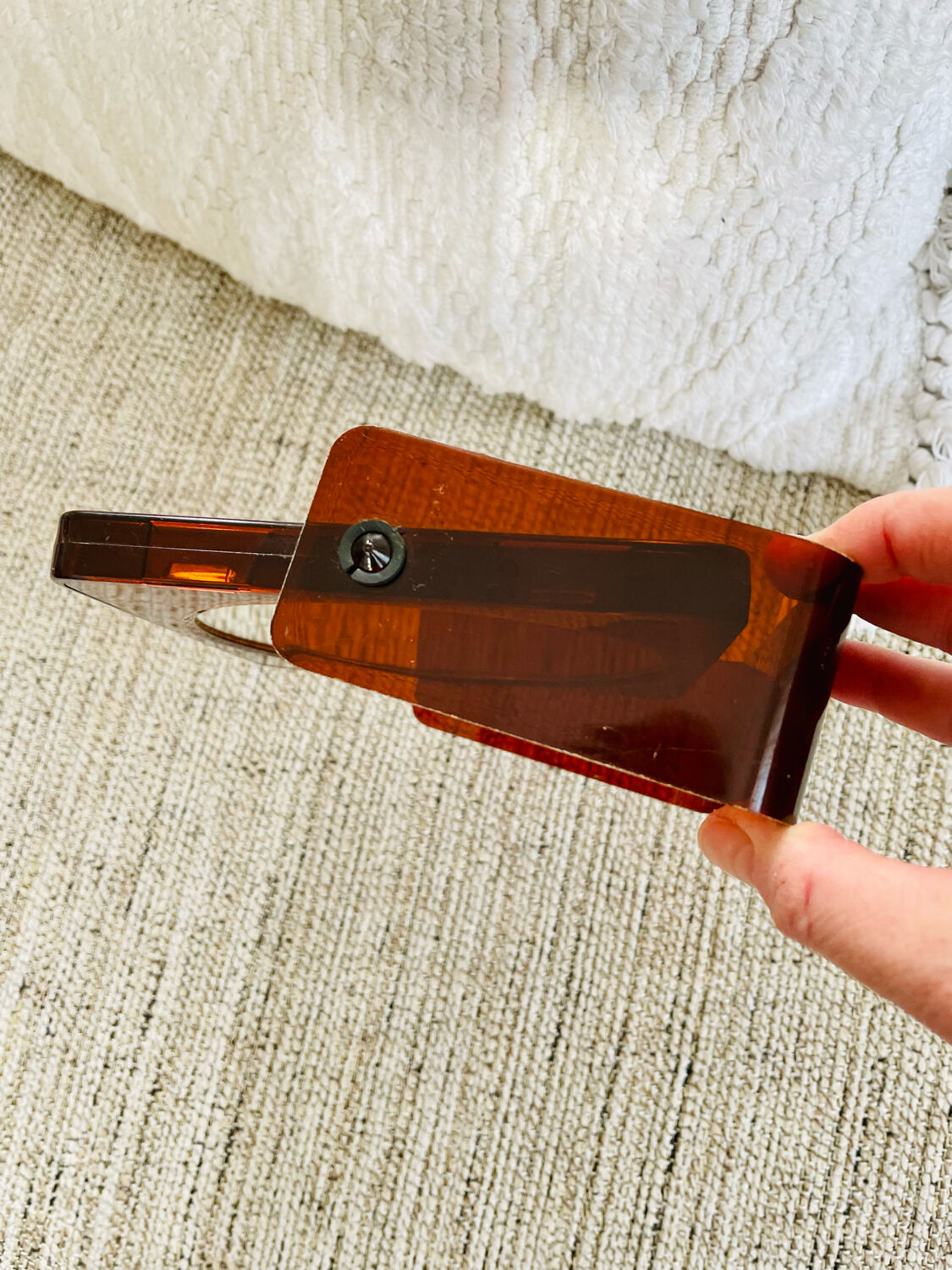 Vintage swivel mirror 70 ́s amber plastic