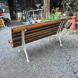 Cast iron and oak slatted garden bench