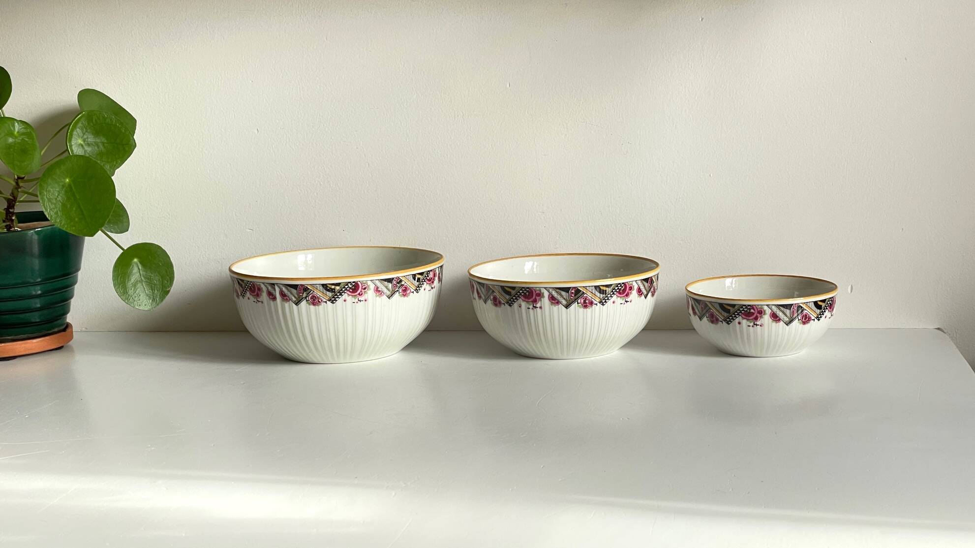 SALAD BOWLS Porcelain MEHUN Art Deco Decor