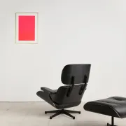 Lounge Chair and ottoman in black leather by Charles & Ray Eames, Vitra