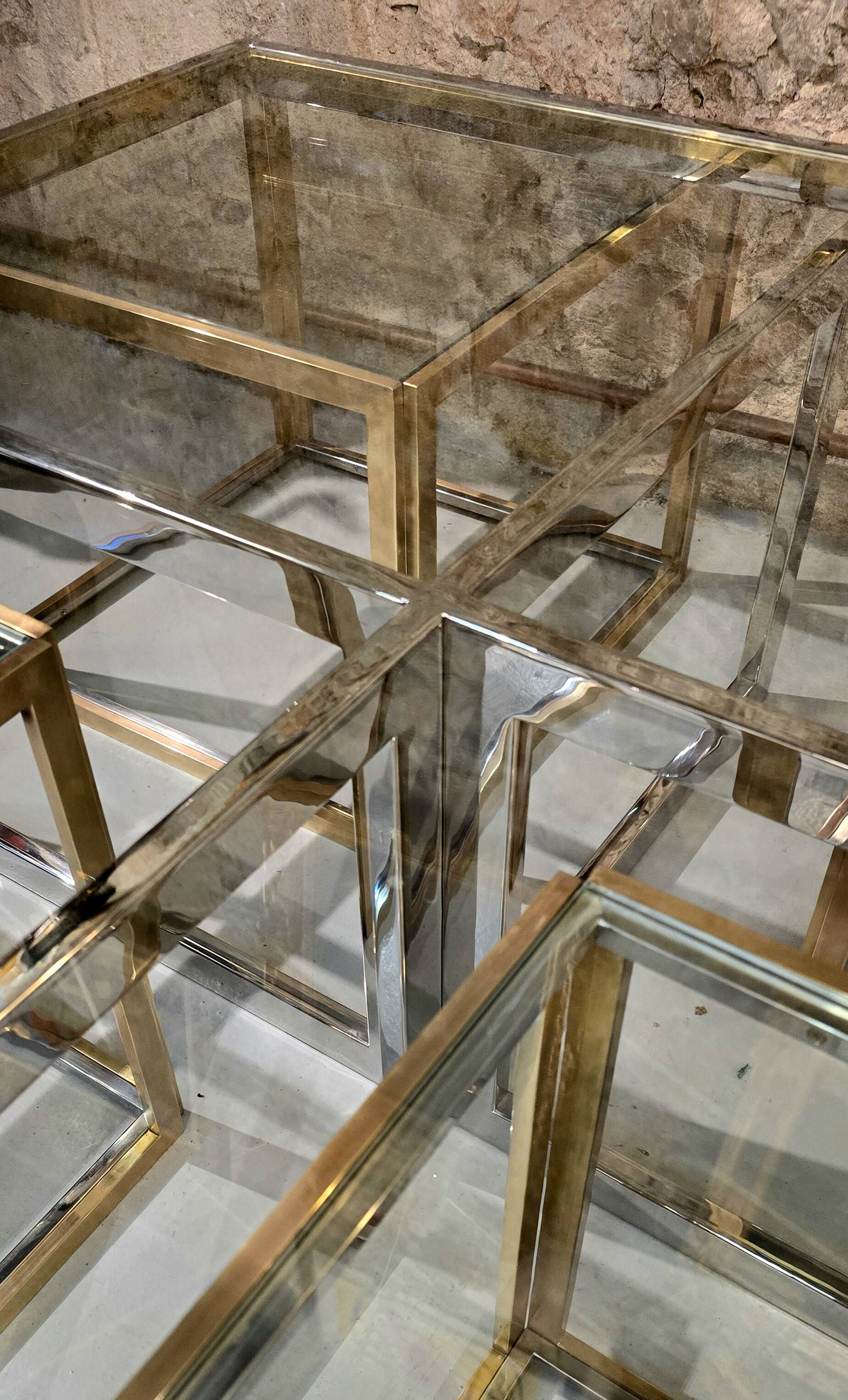 Coffee table with four nesting tables, Maison Charles, France, circa 1970.